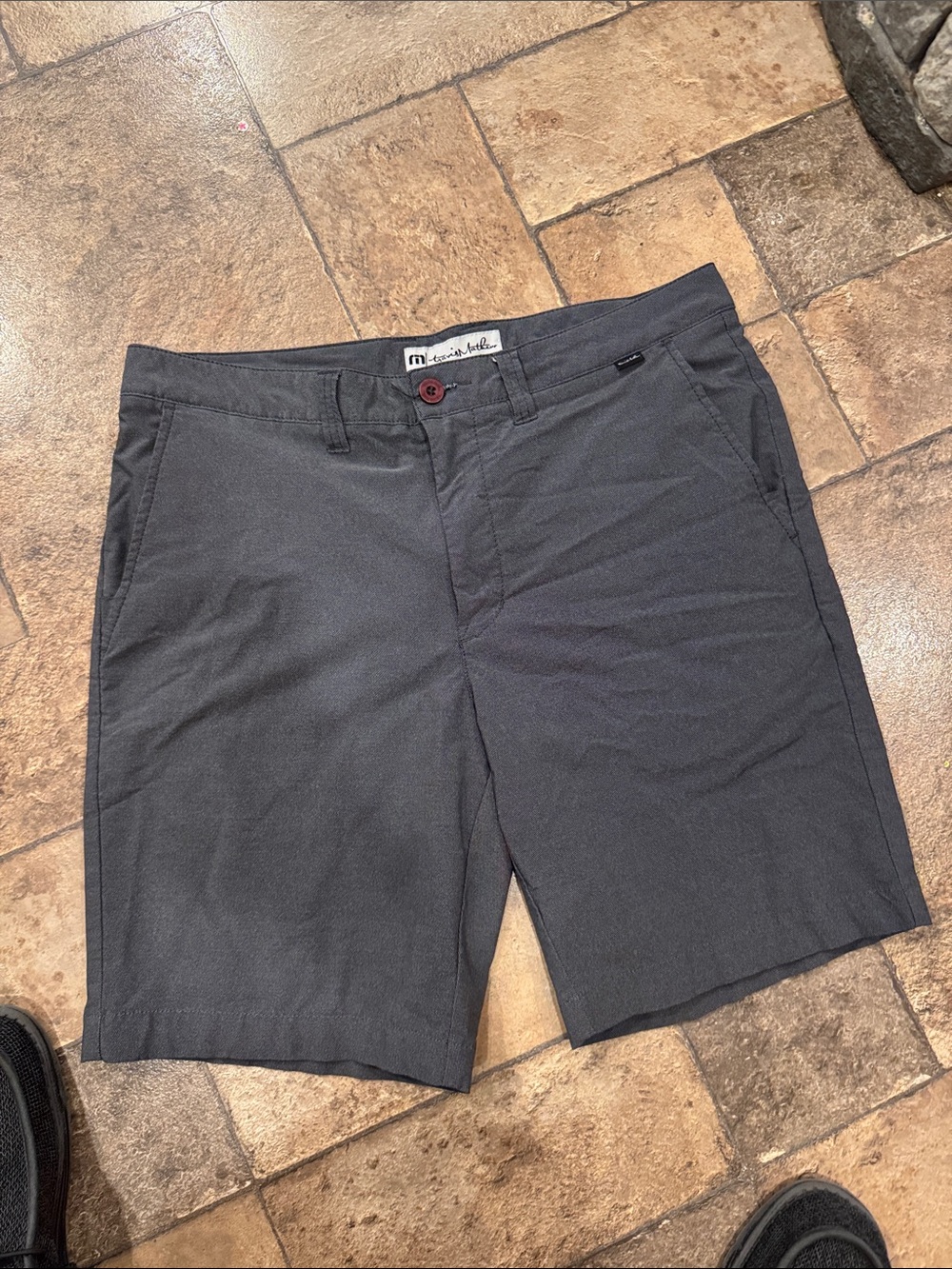 Travis Mathew Charcoal Gray Flat-Front Men's Shorts